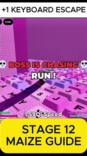 Stage 12 Maze Guide | +1 Speed Keyboard Escape #roblox