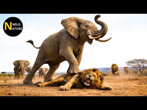 Scary! An Elephant’s Brutal Counterattack Sends A Lion Into Retreat | Animal Fights