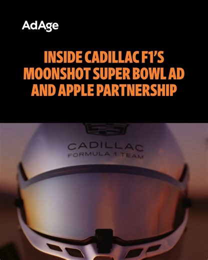 Comparing the debut of a Formula 1 racecar to America’s moon landing is ambitious, even a little audacious. But for Cadillac F1, making an Apollo 11 analogy in its Super Bowl ad felt right. The spot from Translation mixes dialogue from John F. Kennedy’s iconic “We Choose to go the Moon” speech with visual effects showing the racecar coming together. It culminates by revealing the race car’s visual identity, known as a livery in F1, for the first time. Outside of a short teaser, Cadillac F1 kept 