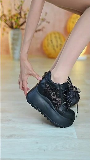 Super stylish platform sneakers featuring hidden wedges, pearls, and lace details.