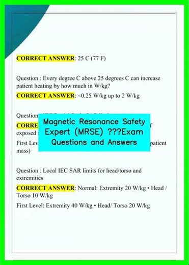 Magnetic Resonance Safety Expert MRSE –Exam Questions and Answers video