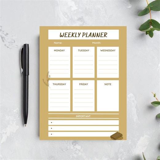 Editable Weekly Planner | Printable Productivity Schedule (canva & PDF Download) - Etsy
