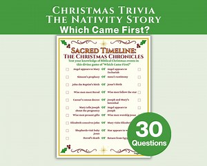 Christmas Trivia Game Printable, Nativity Which Came First, Church Games, Sunday School Printables, Religious Christmas Game, Bible Trivia - Etsy