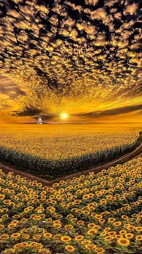 Mesmerizing view 😍😍 • For more follow & support : The Blend Of Beauty • Credits : @thenatureshub (IG) • #sunflower #flowers #sunset #reels #shorts #nature #sky #cloud | The Blend Of Beauty