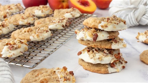 White chocolate-dipped peach oatmeal cookies recipe