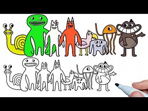 How to draw Garten of Banban Chapter 2 All Characters step by step | Banbaleena, Banban, Jumbo Josh