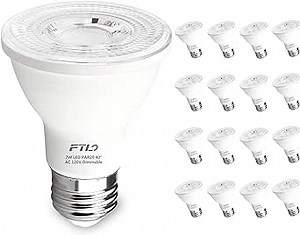FTL 20-Pack PAR20 LED Bulbs 5000K Daylight White, 7W 600LM 50W 60W Equivalent, Dimmable Spot Light Bulb, E26 Base, Indoor Outdoor Flood Light