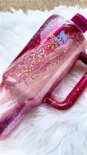 Pink Milky Way glitter swirl tumbler using a Stanley #stanleytumbler #stanleycups
