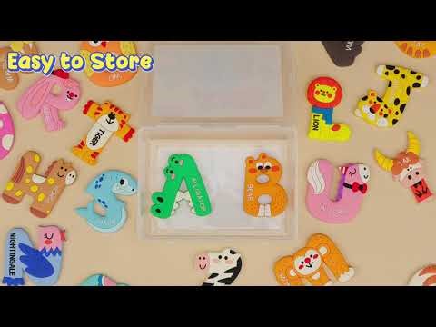 JoyCat Magnetic Letters🐾Soft PVC Animal ABC Magnets for Toddlers | 26 Uppercase Fridge Learning Toys