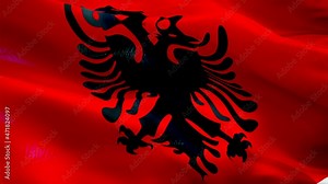 Albanian flag. 3d Albania sign waving video. Flag of Albania holiday seamless loop animation. Albanian flag silk HD resolution Background. Albania flag Closeup 1080p HD video for Independence Day,Vict