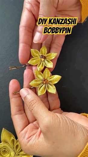 DIY gorgeous Bobbypin!#diy #handmade #flowers #craft #kanzashi #ribbon art #tutorial #youtubeshorts