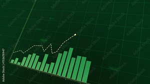 Animated financial growth chart with rising green bars and upward arrow, symbolizing market growth, economic recovery, and positive business trends in a 4K digital animation.