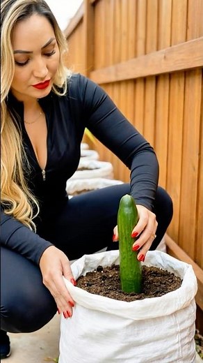 DIY Horta em Casa: Truque para Plantar Pepinos em Sacos e Produzir Mais 🥒🥒🥒 #shorts #homegarden
