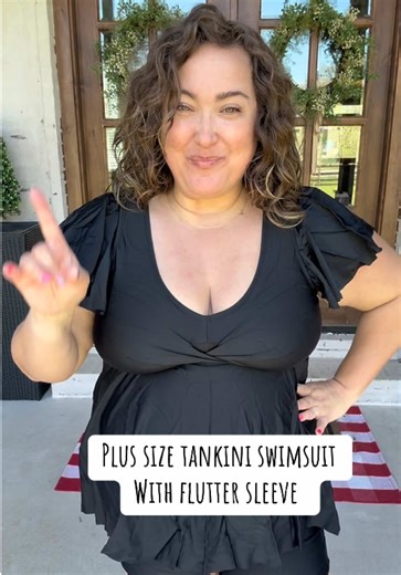 Plus Size Tankini Swimsuit Review with Flutter Sleeves