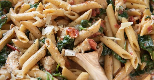 Chicken and Spinach Skillet Pasta (30 Minute Meal!) | Valerie's Kitchen