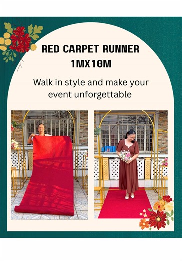 Make your event extra special with our Red Carpet Runner ✨ Perfect for weddings, birthdays, debuts, grand openings, school events, and VIP entrances. Give your guests that celebrity feeling the moment they arrive! Clean and elegant look • Budget-friendly • Perfect for any occasion #carpet #eventdecor #grandentrance #partysetup #redcarpet