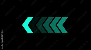 swipe left navigation animation. Blinking arrows: the right-to-left arrow looping animation direction concept ,Animated looping swipe left arrow pointing to the right isolated on a black background.