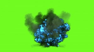 3d rendering of animated explosion effect with green screen background