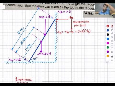 Ladder Friction -Most Expected & Important Questions FE Sem 1 Engineering Mechanics MU NEP-2020 Q-2a
