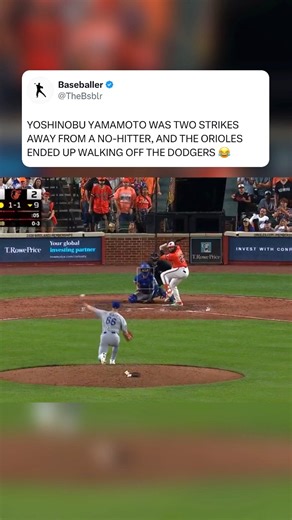 YAMAMOTO WAS TWO STRIKES AWAY FROM A NO-HITTER, AND THE DODGERS ENDED UP LOSING THE GAME 😂 via: MLB | Baseballer