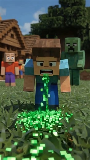 Minecraft Funny Vomit 😂💚 Villagers in Shock! #minecraft #funnyshorts #minecraftfails #viral #short