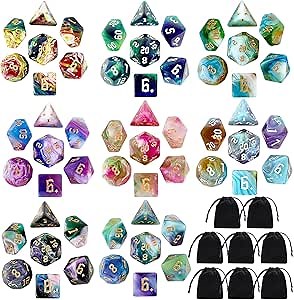 DND Dice Set,8X7 (56 Pieces) Polyhedral Dice Sets for Dungeons and Dragons DND RPG MTG Table Role Playing Games(Total 8 Velvet Dice Bags