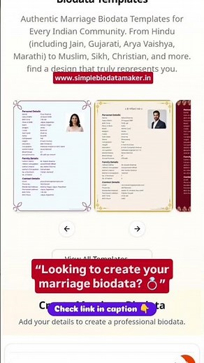 Looking to create your marriage biodata? 💍 ink in the caption #biodataformarriage #biodataformat