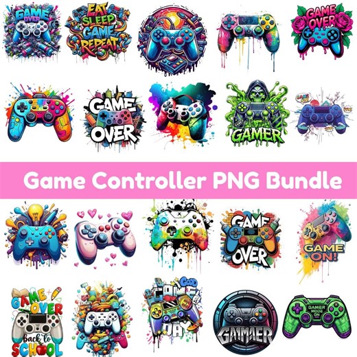 Game Controller Clipart Bundle, Gaming PNG Graphics (digital Download) - Etsy
