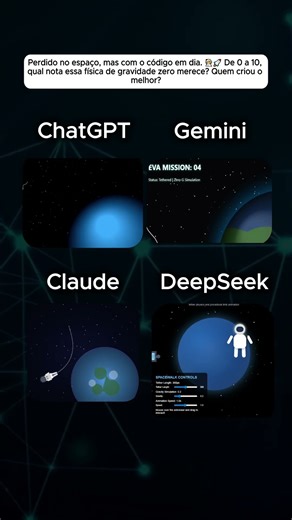 ChatGPT vs Gemini vs Claude vs DeepSeek: Quem cria a melhor simulação de GRAVIDADE ZERO? 🚀👨‍🚀