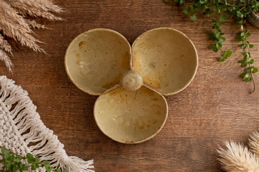 Handcrafted Speckled Ceramic Divided Serving Dish With Three Lobes. - Etsy