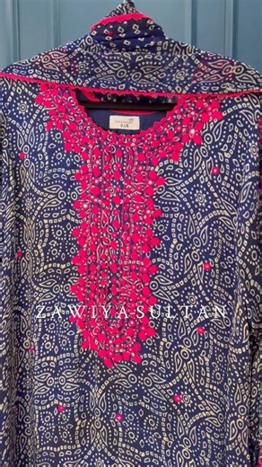 Zawiya Sultan🇵🇰 | BLUE CHUNRI Intricate hand embroidery and delicate mirror work on vibrant Chunri print, crafted on luxurious shamoz silk. Where heritage... | Instagram