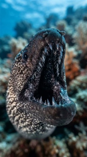 This Fish Has Teeth… IN ITS THROAT 🤯?? #shorts #morayeel #wildlife #nature #science #didyouknow