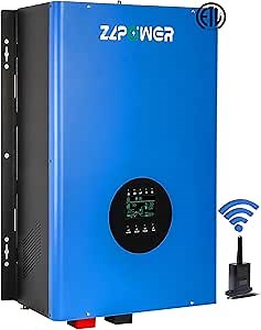 ZLPOWER UL1741 12000W 48V Hybrid Solar Inverter, 36000W Peak, 120/240V Split Phase Pure Sine Wave, Built-in 2 MPPT Solar Charger, Low Frequency Off-Grid Inverter for Home & Business