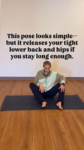 This pose looks simple, but there’s a lot happening here. If you stay for about 2 minutes, you give your fascia time to respond. Fascia isn’t like muscle. It doesn’t change with quick stretches. It needs sustained, gentle pressure to hydrate, soften, and reorganize. Around that 90–120 second mark, your nervous system also starts to downshift. Guarding decreases. Tone drops. That’s when your hips and low back finally feel safe enough to release. So instead of bouncing in and out, settle in. Let y