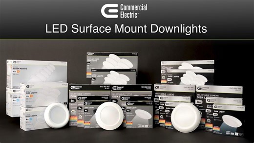 Commercial Electric 12-Pack 8 in. LED Surface Mount Downlight Flush Mount Disk Light, 900-1200-1500LM, Selectable CCT 2700K-5000K, Black A01063302A-12PK