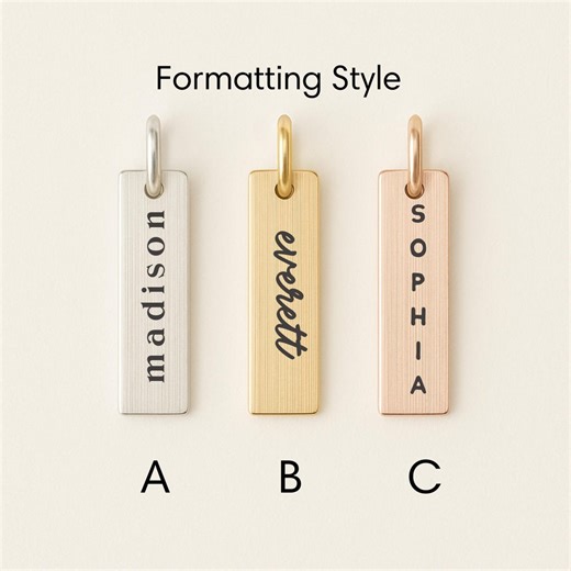 Personalized Name Bar Pendant | Engraved Rectangle Tag, Custom Charm - Etsy