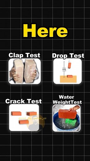 ✅ BRICK QUALITY TEST 📌Four critical tests to find the quality of bricks: • Clap test • Drop test • Crack test • Water weight test 📌Which class of bricks are used in your state? OR What is their price? 📌COMMENT YOUR ANSWER👇 @civil_by_yahya_sir 🔰𝐃𝐢𝐬𝐜𝐨𝐯𝐞𝐫 𝐄𝐱𝐜𝐥𝐮𝐬𝐢𝐯𝐞 & 𝐕𝐚𝐥𝐮𝐚𝐛𝐥𝐞 𝐋𝐞𝐚𝐫𝐧𝐢𝐧𝐠 𝐚𝐭 𝐎𝐮𝐫 𝐒𝐭𝐨𝐫𝐞!🔰 ⭕𝐀𝐮𝐭𝐨𝐂𝐀𝐃 🖥 ⭕𝐆 𝟏 𝐒𝐭𝐫𝐮𝐜𝐭𝐮𝐫𝐞 𝐌𝐚𝐬𝐭𝐞𝐫𝐲 🏠 ⭕𝐁.𝐁.𝐒. 𝐄𝐱𝐩𝐞𝐫𝐭𝐢𝐬𝐞 📊 ⭕𝐒𝐤𝐞𝐭𝐜𝐡𝐔𝐩 ✏ ⭕𝐒𝐢𝐭𝐞 𝐄𝐧𝐠𝐢𝐧𝐞𝐞𝐫𝐢𝐧𝐠 🧰 ⭕