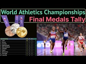 World Athletics Championships, Tokyo 2025 Final Medals Table. USA Won 26 Medals, 16 Gold, 5 Silver