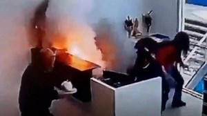 CCTV captures moment package bomb explodes in front of company director