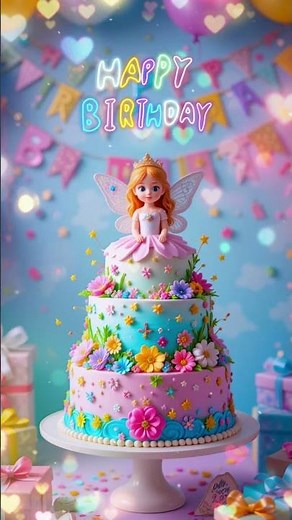 Fairy Princess Birthday Cake Wishes for special Girl💖 Magical Hearts Animation #princessbirthday