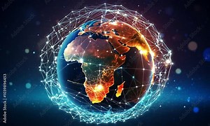 Illuminated digital globe showcasing global connectivity video animation. Cosmic world network animated footage HD clip seamless motion graphics. Futuristic globalisation concept