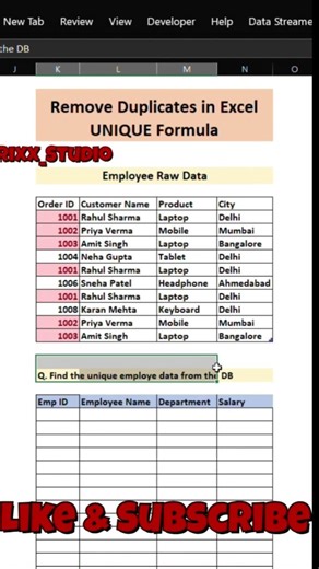 Duplicate Data? Clean It in Seconds | Excel UNIQUE Function #excel #exceltips #excelinterview