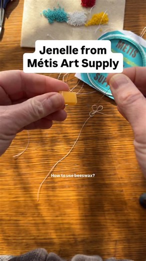 Métis Art Supply on Instagram: "Using beeswax for your beading threads conditions the threads preventing them from breaking over time. I’ve been told for up to 100 years! Beeswax is provided in The Beginner Beadwork Kit. Order yours today available on my website. Link in bio #metis #beadwork #indigenousowned #indigenousart #beeswax"