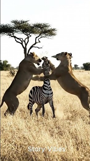 Lions Chase a Zebra for Their Hunt | Epic Wildlife Predator Attack in the Savannah #animals #fight