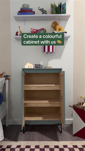 The cutest cabinet upgrade 🎨✨ #Cabinet #WoodenCabinet #DIY #HomeDecor #Bunnings