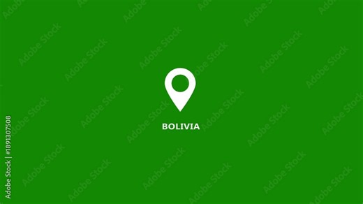 Neon Bolivia city or country map icon animation. Bolivia text up down location pin pointer icon with GPS location tracking icon with black background