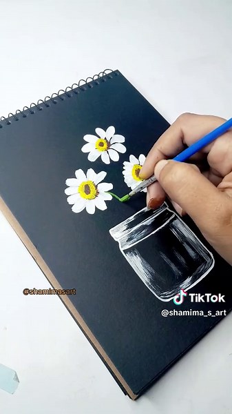 Easy Acrylic Painting on Black Pad for Beginners