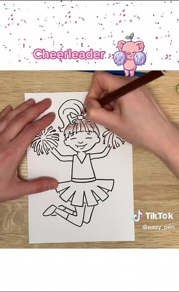 Dibuja una Cheerleader Linda con Fácil Lápiz