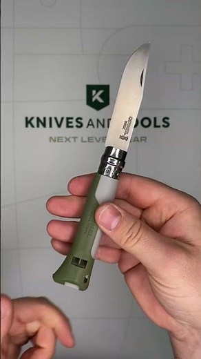 Opinel No 08 Horizon 3304, Made For The Elements, Satin Stainless Steel, Grey & Khaki pocket knife