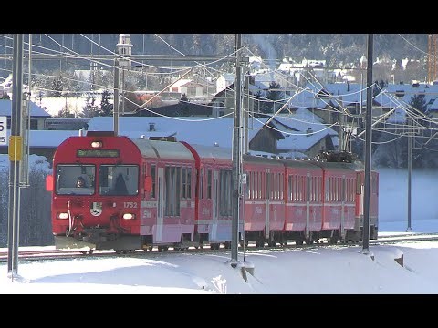 Rhätische Bahn - Winter auf der Albulalinie mit Schlittelzug, Ge 4/4 "Pullmann", Grün&Chrom, GEX&BEX